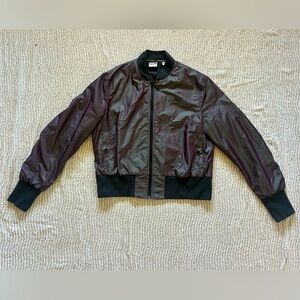 Puma Jacket Purple Green Iridescent Womens Size XL Shiny Black Retro